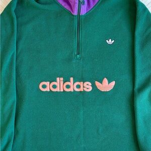 Adidas Purple and Green 1/4 Zip Up Sweater